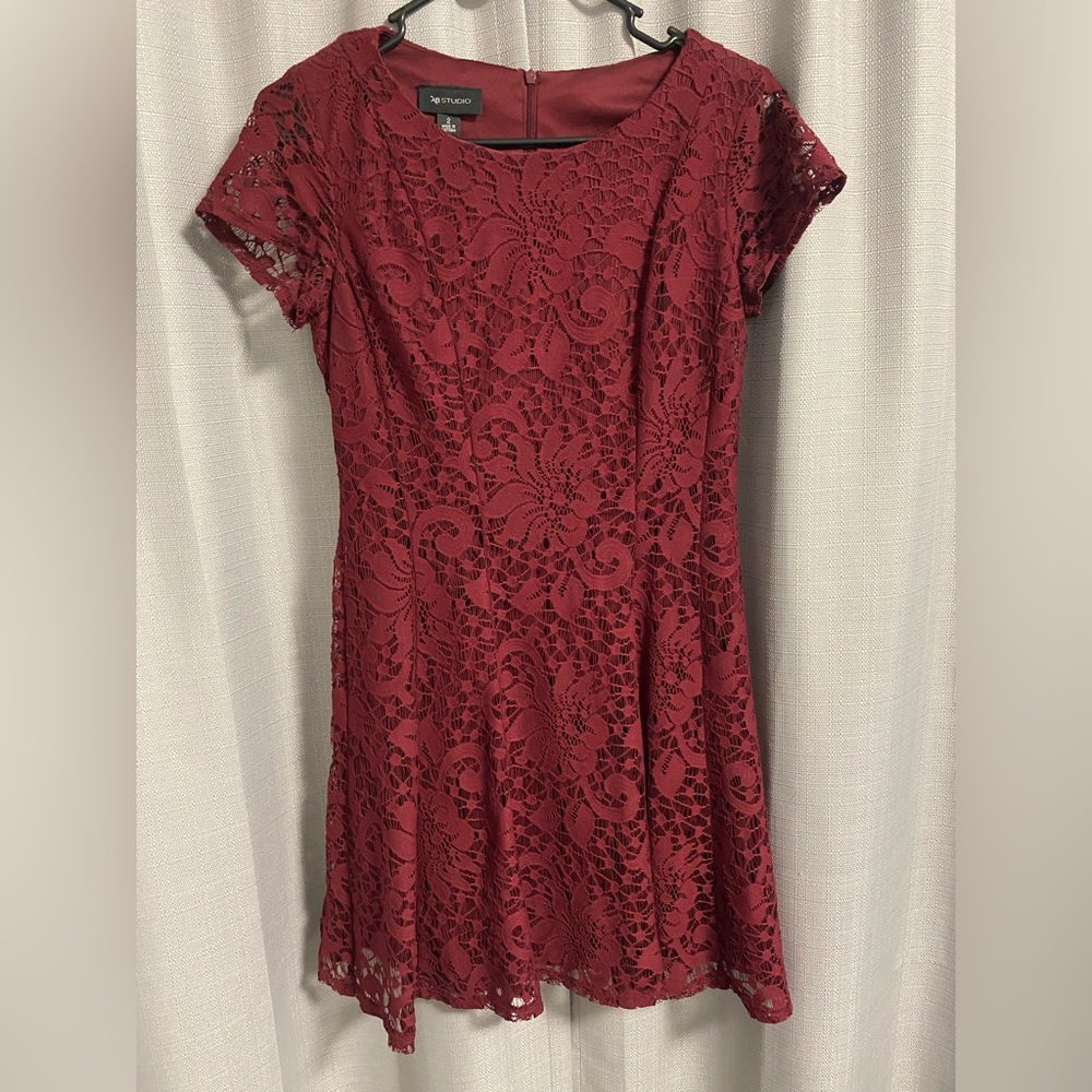 AB Studio Lace Burgundy Dress